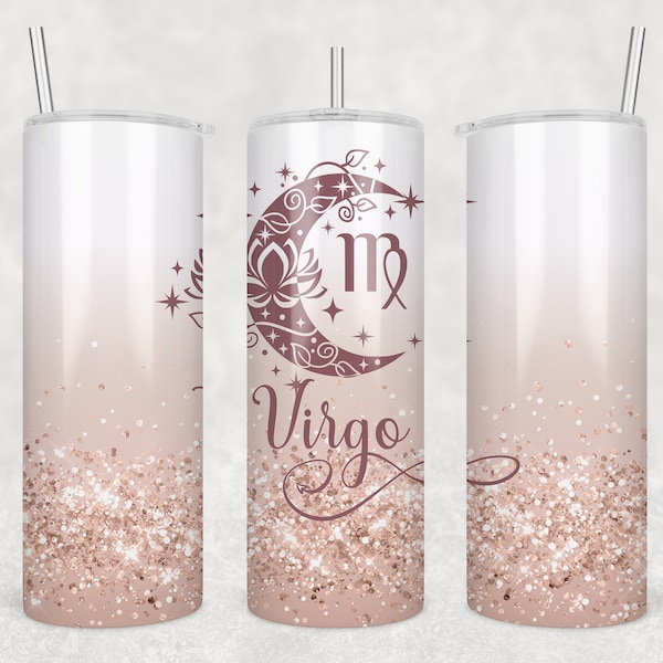 20 oz Skinny Tumbler Wrap Sublimation Design • VIRGO • Zodiac Sign • Digital Download • PNG file • Sublimation Design