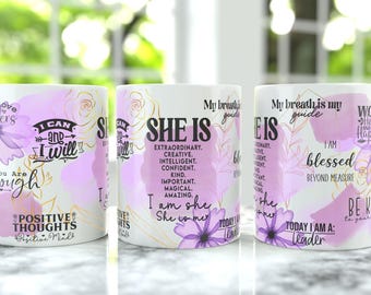 Affirmation She Is 11oz Coffee Mug Wrap PNG, 15oz Coffee Mug Sublimation Designs, 11oz Coffee Mug Wrap, Self Love Mug 15oz & 11oz Cup Design