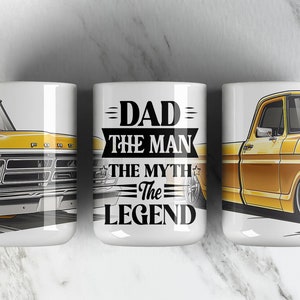 DAD The Myth 11oz Mug Sublimation Design PNG File, 11oz Coffee Mug Wrap Template, Fathers Day Lowrider Car 11oz Wrap Design, Download