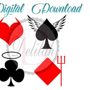 Card Suits Digital Download / Decal SVG Cutting Image / SVG Files for Silhouette Cameo and Cricut / Png files / Jpeg files / Dxf files