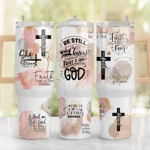 Faith Affirmations 40oz Tumbler Wrap PNG File, 40oz Quencher Tumbler Sublimation Design Wrap, Bible Verse 40oz Tumbler Design, Digital File