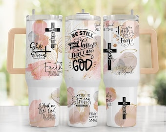 Faith Affirmations 40oz Tumbler Wrap PNG File, 40oz Quencher Tumbler Sublimation Design Wrap, Bible Verse 40oz Tumbler Design, Digital File