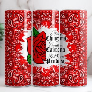 CHINGONA 20oz Skinny Tumbler Sublimation Design Wrap PNG File, Skinny Tumbler Bandana Design Digital Download, 20oz Tumbler Wrap image 1