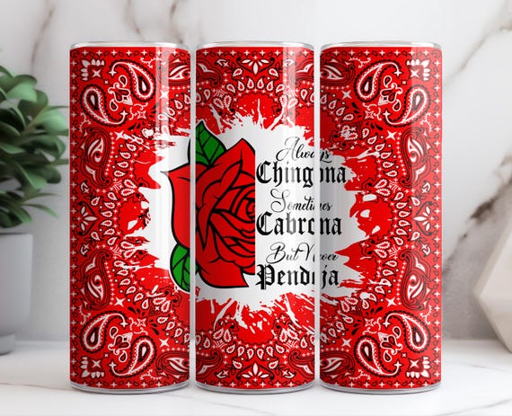 CHINGONA 20oz Skinny Tumbler Sublimation Design Wrap PNG File, Skinny Tumbler Bandana Design Digital Download, 20oz Tumbler Wrap