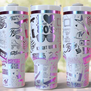 Ich liebe die 80er Jahre Laser gravierte Full Wrap Design für 40 Unzen Becher, digitaler Download, SVG für Laser Rolling, 40 Unzen Becher Laser Wrap Bild 2