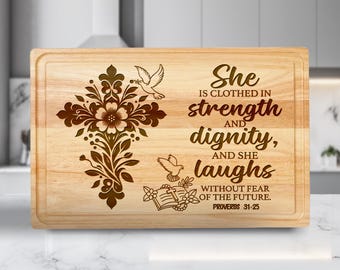 Christian Cutting Board Laser Engraved File Design, Charcuterie Board SVG, Glowforge, Food Tray Design, Chopping Board Laser Cut File