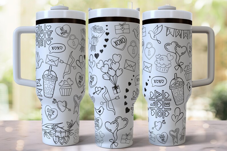 Valentinstag Laser gravierte Full Wrap Design für 40 Unzen Tumbler, digitaler Download, SVG für Laser Rolling, Valentinstag 40 Unzen Tumbler Laser Wrap Bild 2