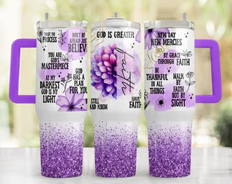 Faith Religious Tumbler, 40oz Quencher Tumbler Sublimation Design Wrap, PNG Tumbler Sublimation Designs, 40 oz Tumbler Wrap