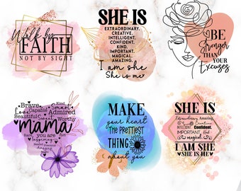 Sublimation Bundle • AFFIRMATION Quotes • Coffee Mug Png Files • Faith • Mothers Day • She is Affirmation • Coffee Mug Png File