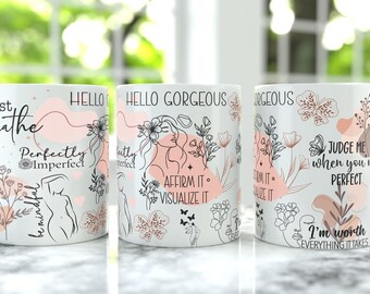 Hello Gorgeous Coffee Mug Wrap PNG, 15oz Coffee Mug Sublimation Designs, 11oz Coffee Mug Wrap, Coffee Quote 15oz & 11oz Cup Digital Design