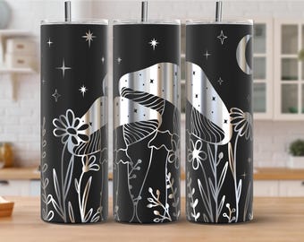 Boho Mushrooms 20oz Skinny Laser Engraved Tumbler SVG Digital Download, Skinny Tumbler 20oz Laser Design, Seamless Laser Skinny Tumbler