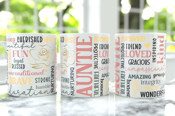 Auntie 11oz Coffee Mug Wrap PNG, 15oz Coffee Mug Sublimation Designs, 11oz Coffee Mug Wrap, Mothers Day Mug 15oz & 11oz Cup Design