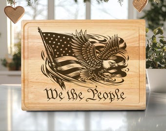 Wir die Leute amerikanische Flagge Schneidebrett Laser gravierte SVG-Datei Design, Charcuterie Board