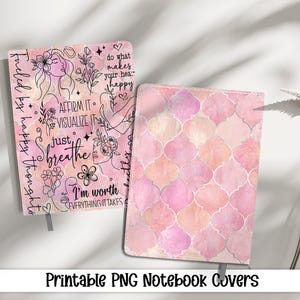 Affirm It モチベーションジャーナルカバー PNGデザイン昇華 - 印刷可能なプランナーカバー スパイラルノートカバー - 即時ダウンロード