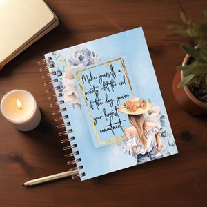 Watercolor Girl Journal Cover, Notebook Cover, Planner Cover, Spiral Notebook Cover, Gratitude Journal Cover, PNG File, Digital Download