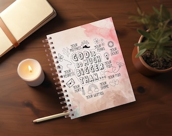 Gott ist so viel größer Journal Covers PNG Design Sublimation - Druckbare Planer Cover Spiralblock Cover - Bibel Cover - Instant Download