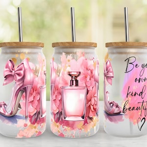 Be Your Own Kind Of Beautiful 16oz Libbey Glass Tumbler Wrap PNG File • 16oz Tumbler Sublimation Wrap Design • Self Affirmation • Digital
