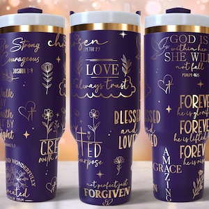 Faith Bible Verses 40 oz Tumbler Laser Engraved Full Wrap SVG, 40 oz Tumbler Wrap, Laser Engraved Svg, 40 oz Tumbler Laser File, Download