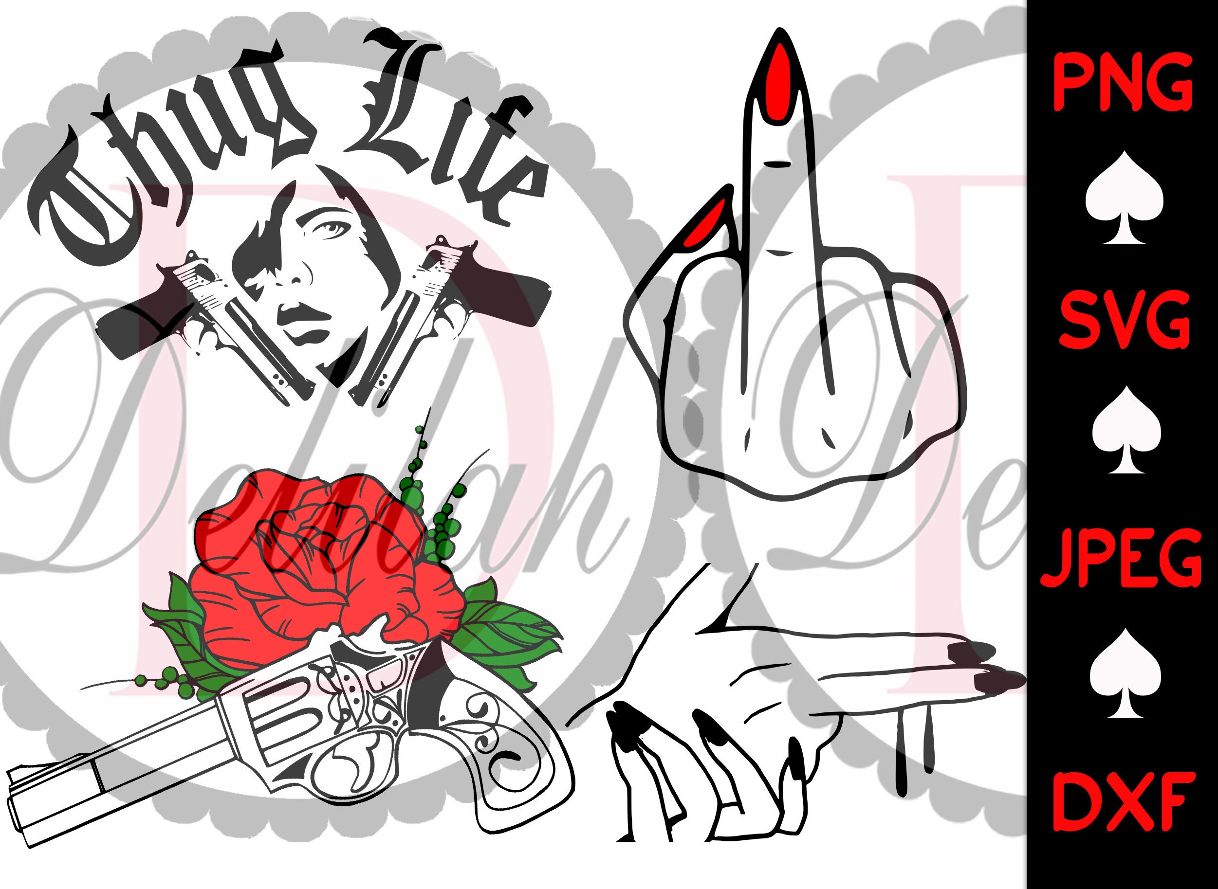 Download Thug Life SVG/PNG Guns and Roses SVG Middle Finger Svg | Etsy