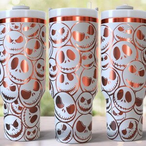 Diseño de esqueleto de Halloween grabado a láser para vaso de 40 oz, descarga digital, SVG para láser rotatorio, envoltura láser para vaso de 40 oz imagen 5