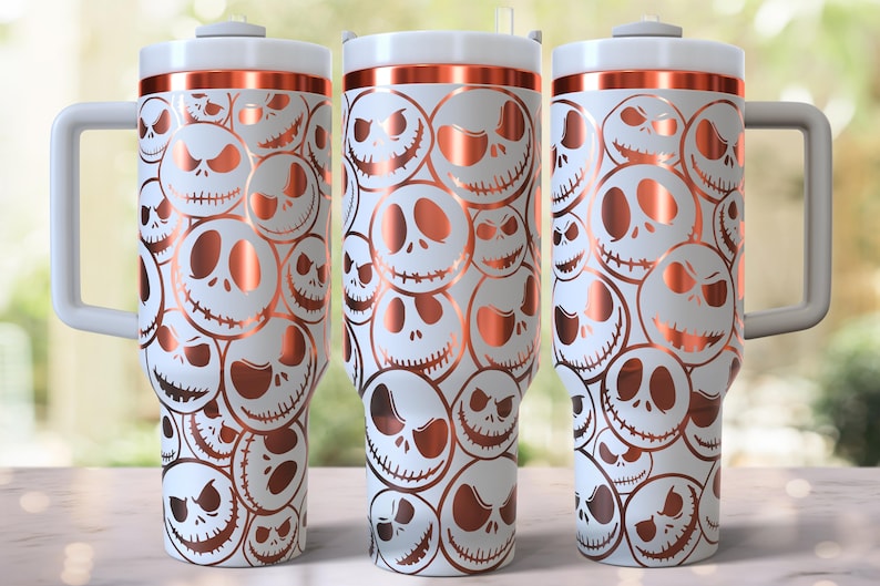 Diseño de esqueleto de Halloween grabado a láser para vaso de 40 oz, descarga digital, SVG para láser rotatorio, envoltura láser para vaso de 40 oz imagen 5