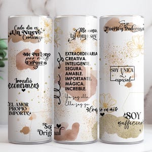 Spanish Affirmations 20oz Skinny Tumbler Wrap PNG, Sublimation Tumbler Template,  20oz Tumbler Design, Digital Download