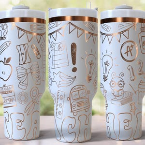 Teacher Book Warm Engraved Full Wrap Design for 40oz Quencher Tumbler SVG File