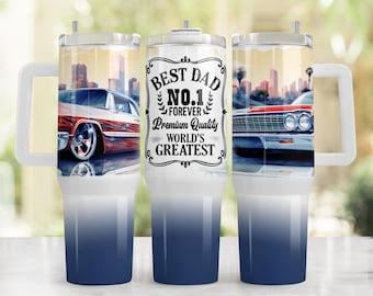 Best Dad Ever 40oz Tumbler Sublimation Design Wrap - 40oz Quencher Tumbler PNG Digital Download - Fathers Day 40oz Tumbler Wrap