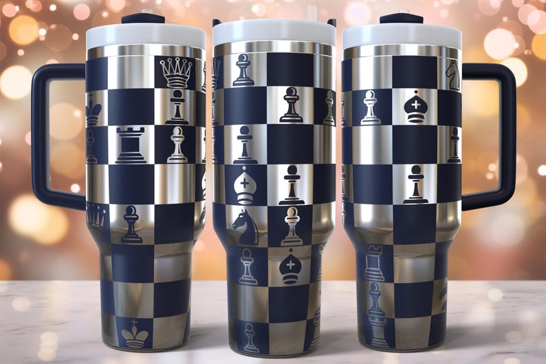 Chess Board Laser Engraved Full Wrap Design for 40oz Tumbler, Digital ...
