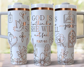Diseño de envoltura completa grabada a láser para vaso de 40 oz, SVG para láser rotatorio, descarga de envoltura láser para vaso de 40 oz con Jesús cristiano