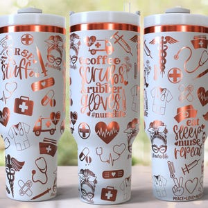 Diseño de enfermero médico grabado a láser para vaso de 40 oz, descarga digital, SVG para láser rotatorio, envoltura láser para vaso de 40 oz