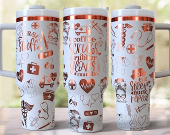 Krankenschwester Medizinische Doodle Laser gravierte Full Wrap Design für 40 Unzen Becher, digitaler Download, SVG für Laser Rolling, 40 Unzen Becher Laser Wrap