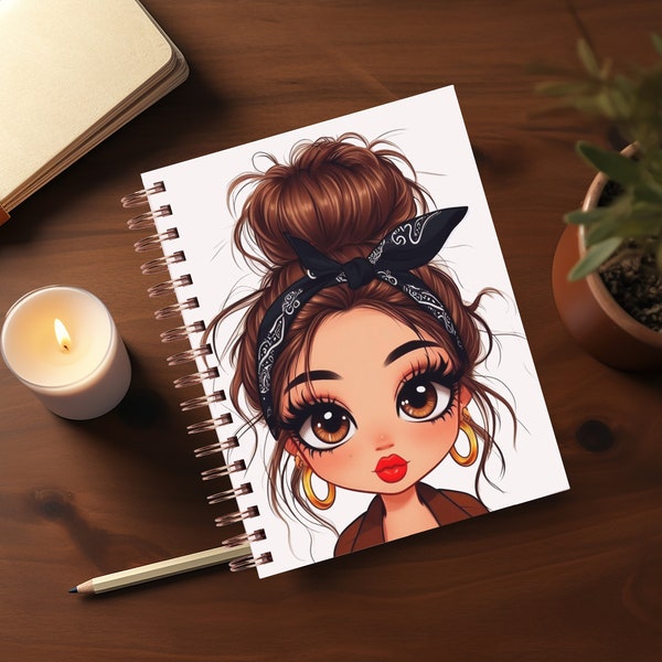 Cartoon Girl With Bandana Journal Covers PNG Design Sublimation - Always Chingona Planner Cover Notebook Cover - Digital Instant Download