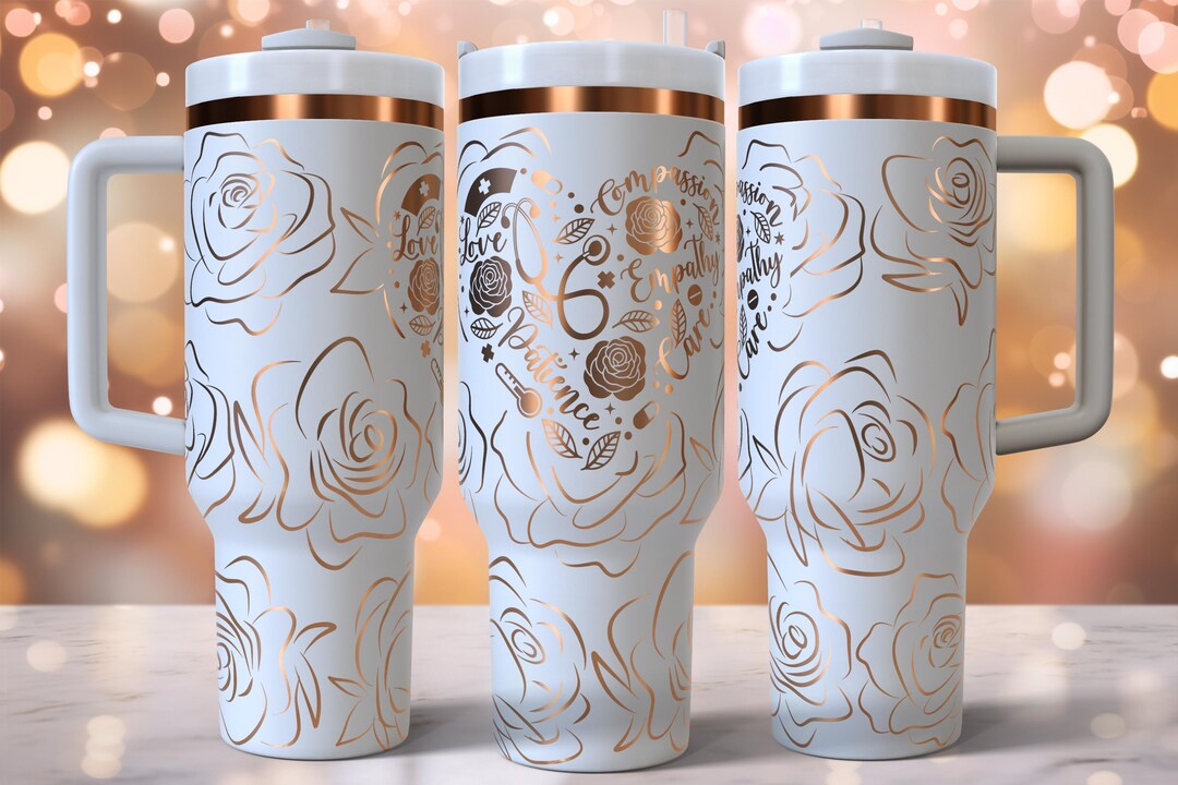 Nurse Roses Laser Engraved Full Wrap Design for 40oz Tumbler, Digital ...