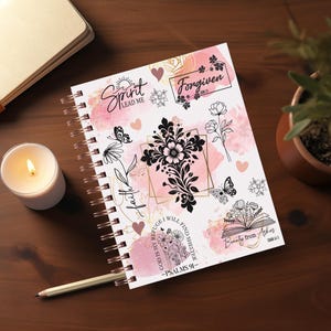 Christian Journal Cover PNG Design, Printable Planner Cover, Spiral Notebook Cover, Religious Bible Verse Journal Cover Design, Download