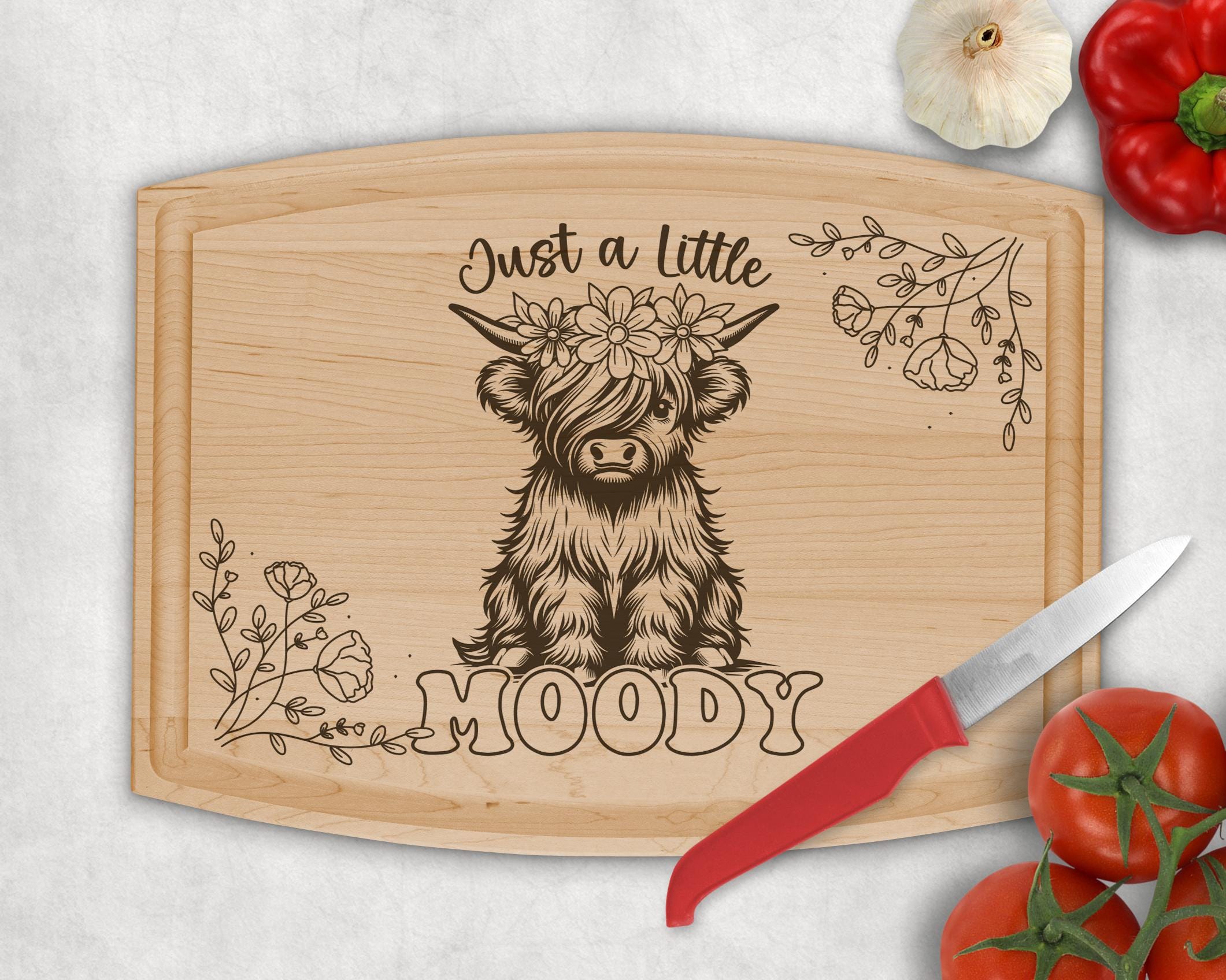Highland Baby Cow Cutting Board Laser Engraved File Design, Charcuterie ...