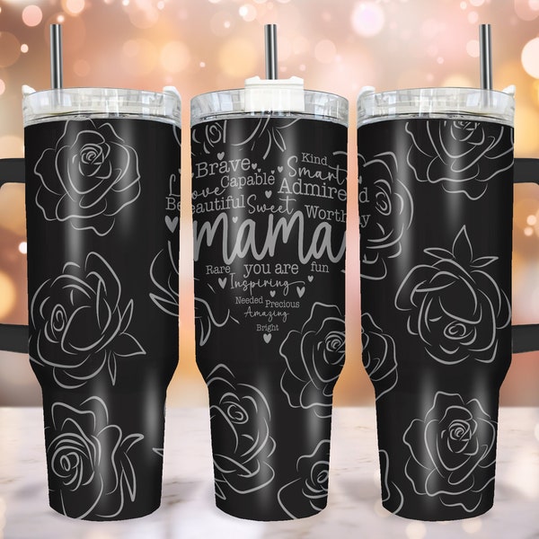 Maman 40 oz gobelet Wrap SVG, fête des mères maman 40 oz gobelet gravure laser Wrap SVG, conception de gobelet gravé au laser 40 oz, téléchargement numérique