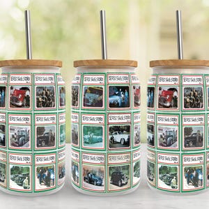 Lowrider Cars 16oz Glass Can Sublimation Design, 16oz Libbey Glass Can Tumbler Wrap, Glass Tumbler Template Wrap, Oldies Tumbler Design