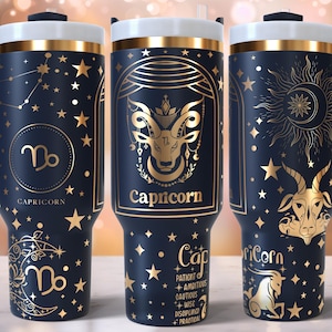 星座山羊座レーザー刻印フルラップデザイン 40 オンスタンブラー用、デジタルダウンロード、レーザーロータリー用 SVG、40 オンスタンブラーレーザーラップ