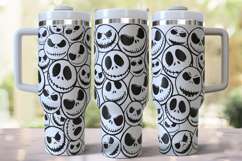 Diseño de esqueleto de Halloween grabado a láser para vaso de 40 oz, descarga digital, SVG para láser rotatorio, envoltura láser para vaso de 40 oz imagen 1