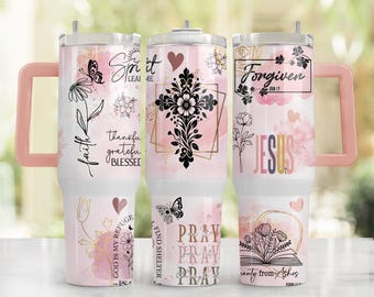Religious 40oz Quencher Tumbler Sublimation Design Wrap, PNG Tumbler Design Sublimation Designs Download, Christian Jesus Tumbler Wrap