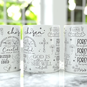 Bijbelvers 11oz mok beker sublimatie wrap png, 15oz koffiekop ontwerp, 15oz beker wrap sjabloon, christelijk religieus 11oz mok ontwerp digitaal