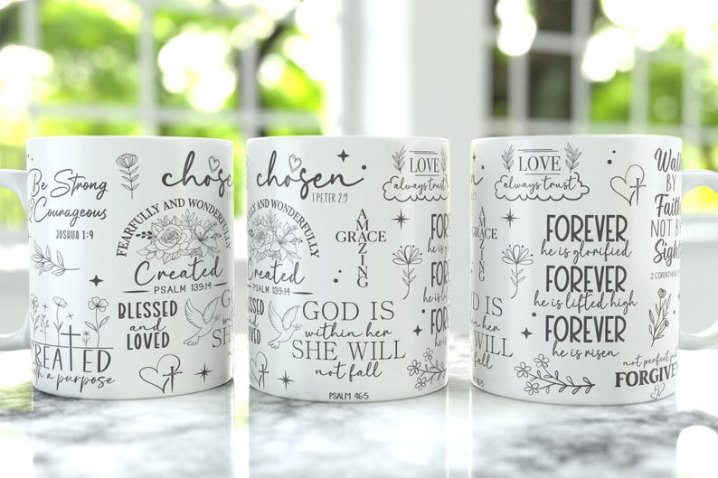 Tazza da 11 once con versetto della Bibbia, stampa a sublimazione in formato PNG, design per tazza da caffè da 15 once, modello per tazza da 15 once, design digitale per tazza religiosa cristiana da 11 once immagine 1