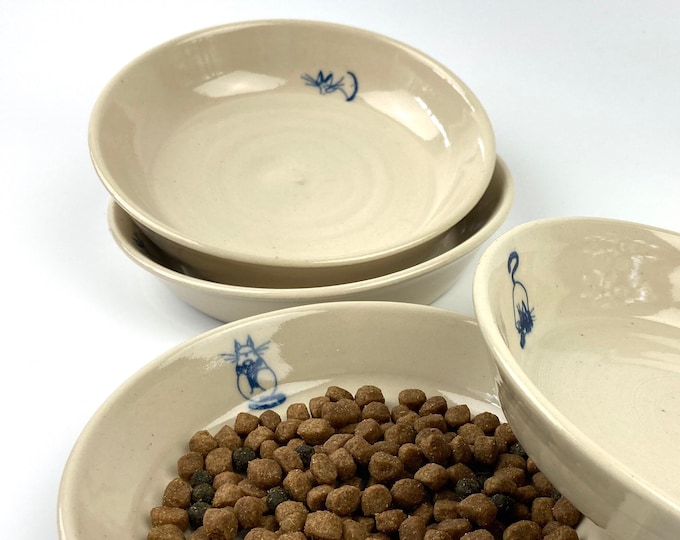 Ceramic Pet Bowl – Wheel Thrown Pottery with Cute Decals