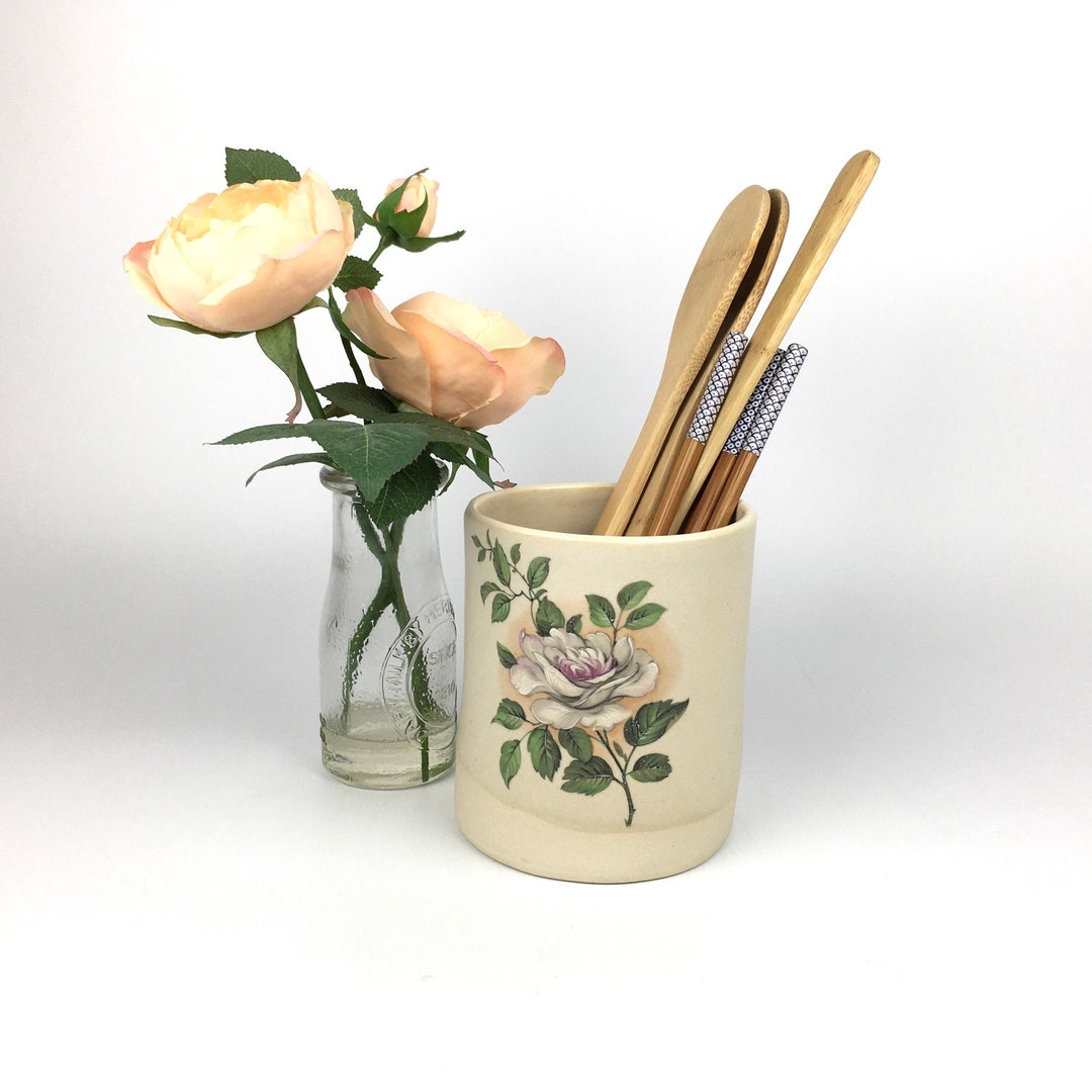 Wild Rose Slate Utensil Holder