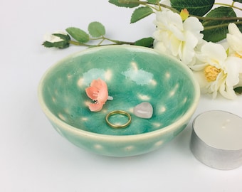 Ceramic Jewelry Bowl - Candle Holder - Treasure Bowl - Wheel-thrown Pottery