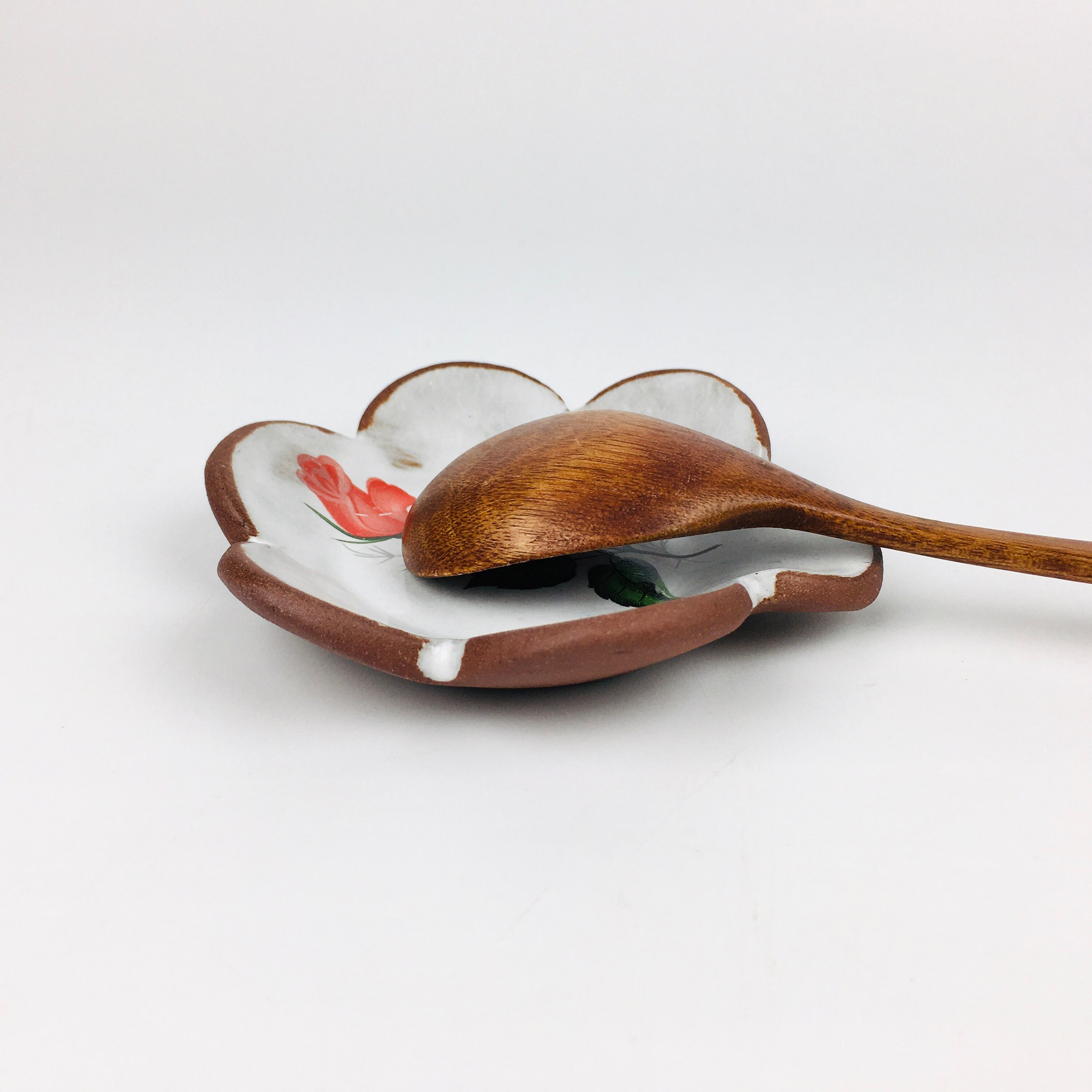 Rustic Silverware Rests Ceramic Spoon Rest With Vintage Rose Decal - Rustic Style - Gift for ...