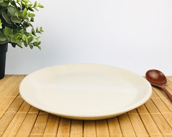 Ceramic Dinner Plate - Creamy Beige - Modern Pottery - Wheel-thrown - Gift for Mom