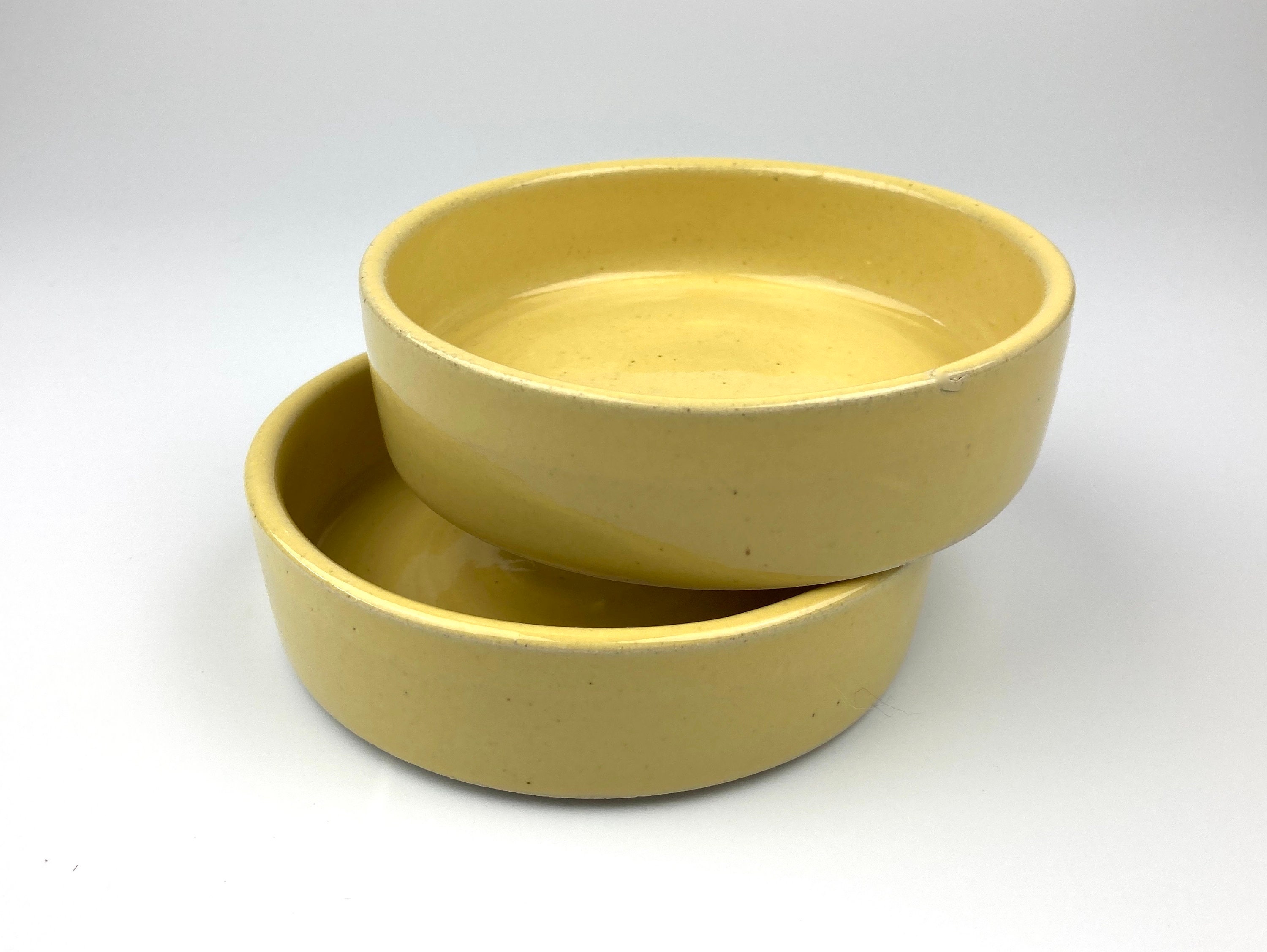 Ceramic Pet Bowls Bright Yellow Handmade Pet Bowls Etsy