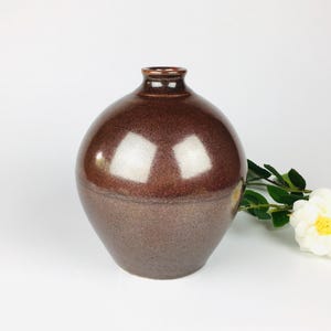 Asian Style Porcelain Flower Vase - Metallic Red Iron - Wheel Thrown Pottery - Handmade Ceramic Art - Unique Vase - Ceramic Home Decor